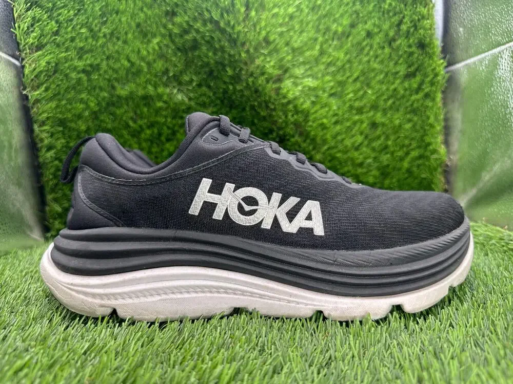 Hoka One One Gaviota 5 1134234-BWHT Athletic Sneaker Mens 8 Black Jacquard Gym
